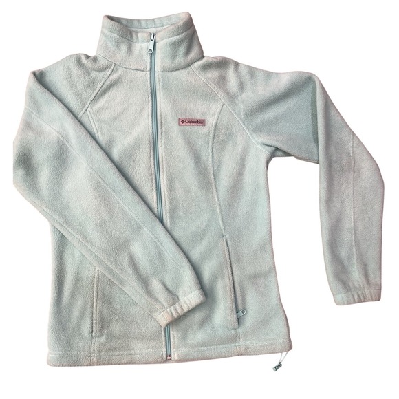 Columbia Jackets & Blazers - Columbia Women's Light Blue Fleece Full Zip Jacket S Adjustable Drawstring‎